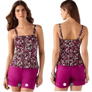 White House Black Market Meadow Pink Flowers Bustier.  D/4/A156
